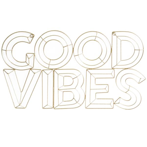 Good Vibes Gold Metal Cutout Wall Sign, 14x25