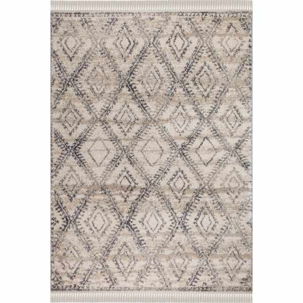(B616) Found & Fable Flokati Anthracite & Cream Diamond Accent Rug, 3x5