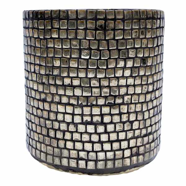 Gold Mosaic Glass Hurricane Candle Holder, 5"