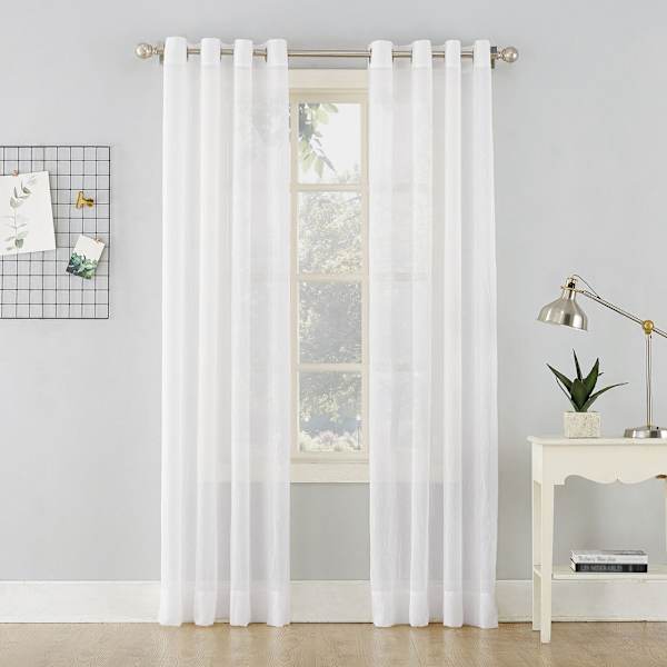 Erica White Crushed Grommet Sheer Voile Curtain Panel, 95"