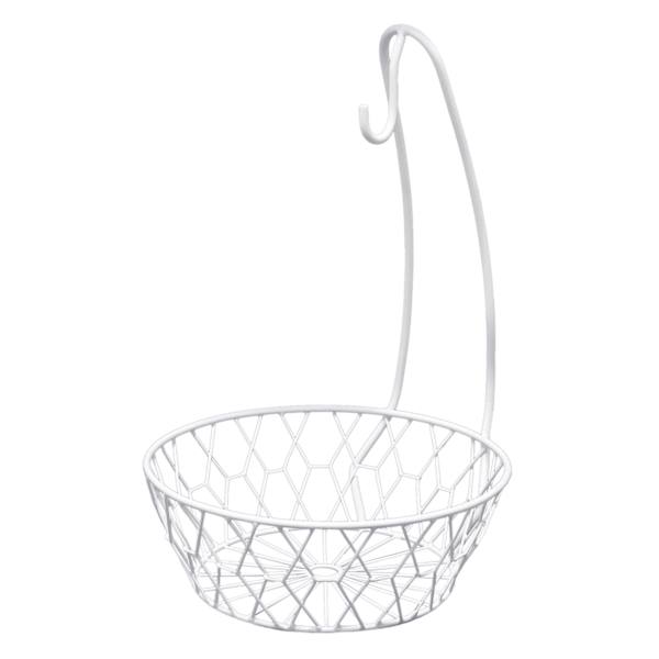 White Iron Wire Fruit Basket with Banana Hanger