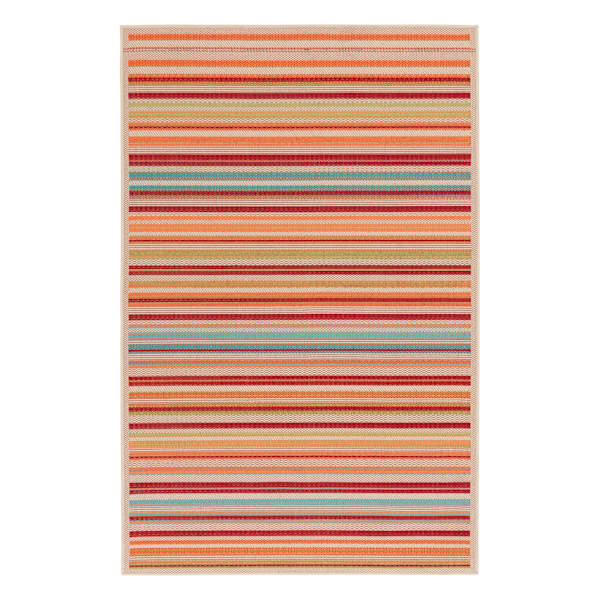 (E309) Scope Multicolor Striped Woven Indoor & Outdoor Area Rug, 8x10