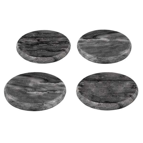 Set of 4 Round Grey Marbled Stoneware Coasters