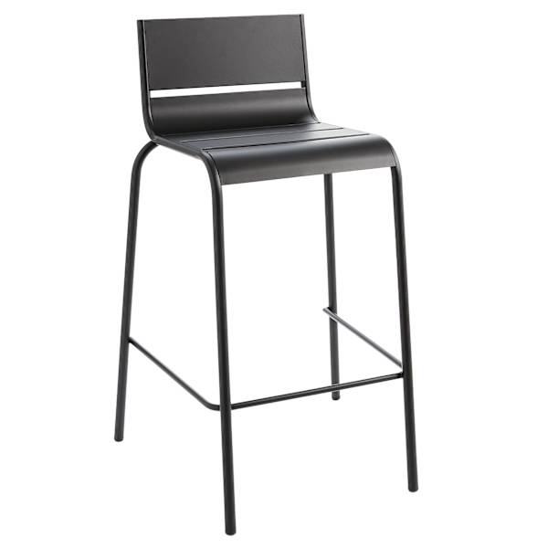 Grammercy Black Steel Slat Patio Bar Stool