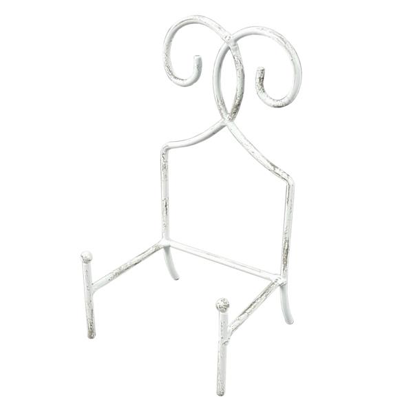 White Antique Square Metal Easel, 9"