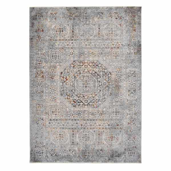(A462) Blue Multicolor Modern Dense Medallion Area Rug, 8x10