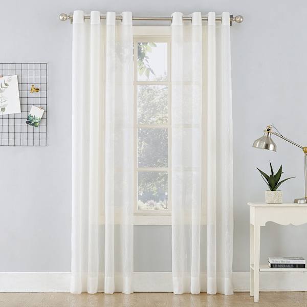 Erica Eggshell Crushed Grommet Sheer Voile Curtain Panel, 84"