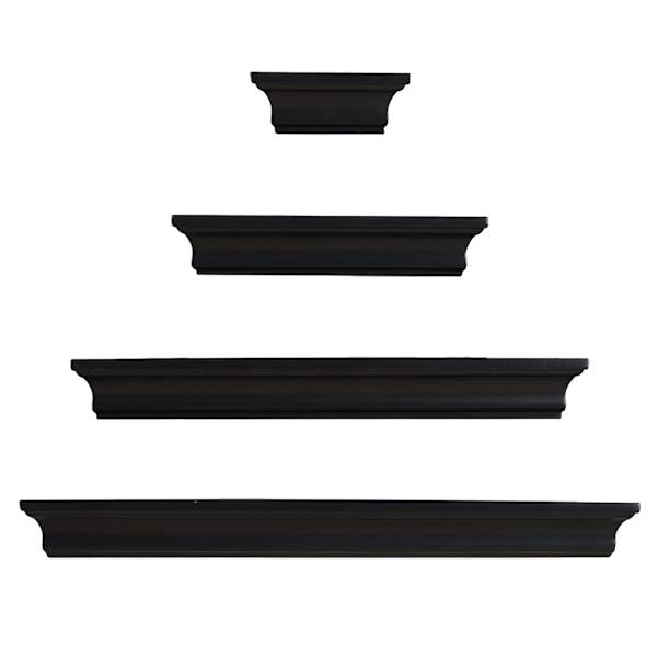 Kate 4-Piece Wooden Wall Ledge Set, Black