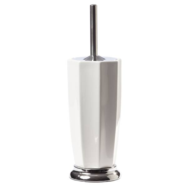 Brock White Ceramic Toilet Bowl Brush with Chrome Details