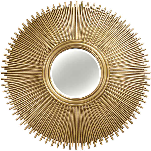 Sunburst Polyurethane Soft Gold Round Wall Mirror, 49"