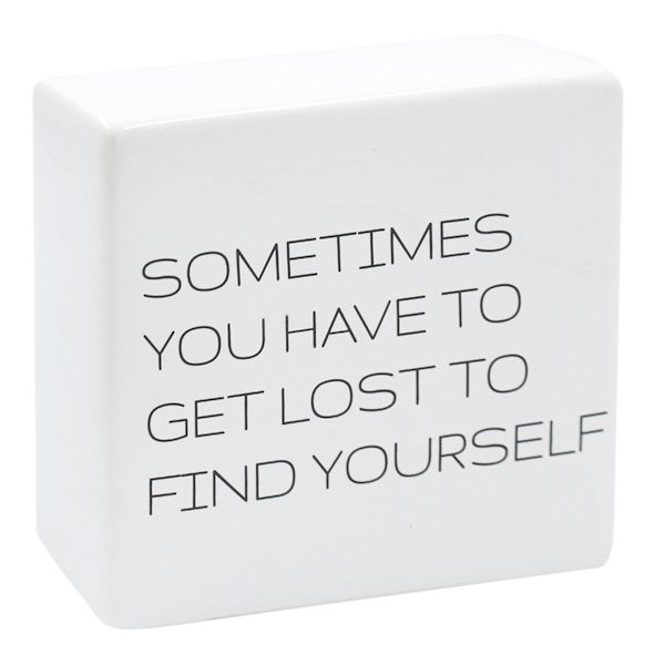 Find Yourself White Ceramic Block Sign, 6"