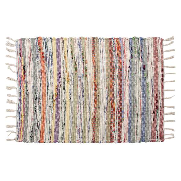 Multicolor Pastel Striped Chindi Accent Rug, 27x45