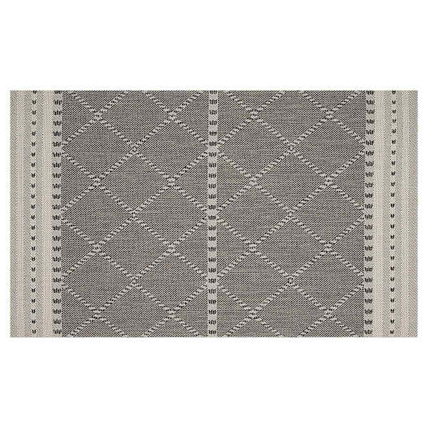 (E301) Crosby St. Oasis Ecru & Black Diamond Design Indoor & Outdoor Accent Rug, 3x5