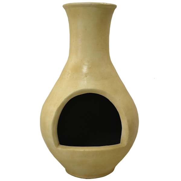 Handmade Clay Ringo Modern Outdoor Chimenea, 39"