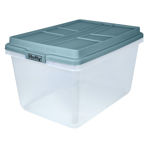 Hefty Smoke Blue Hi-Rise Storage Bin, 68l