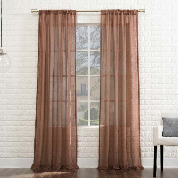 Lyra Cedar Sheer Rod Pocket Curtain Panel, 84"