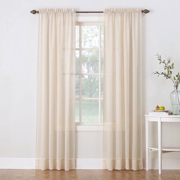 Erica Antique Crushed Rod Pocket Sheer Voile Curtain Panel, 84"
