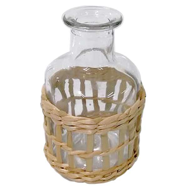 Glass Rattan Bottle, 5"