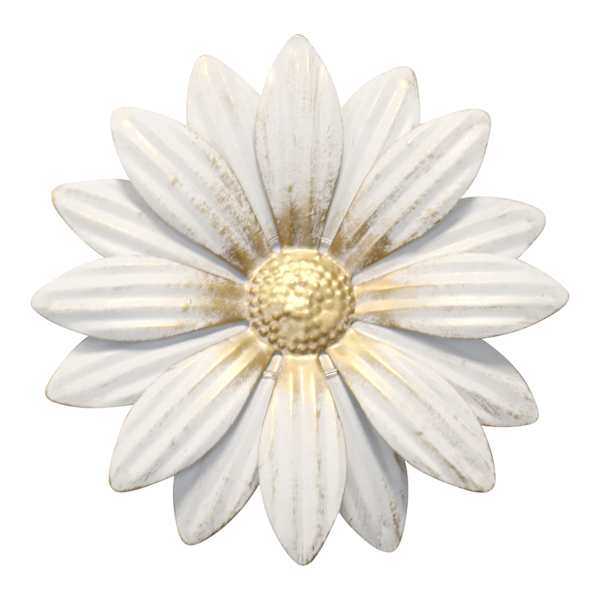 White Rustic Metal Flower Wall Art, 7"