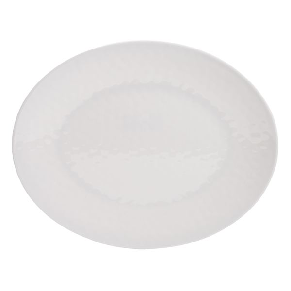 Embossed Melamine Oval Serving Tray, White