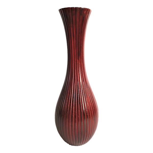 Cherry Red Carved Vase, 15"