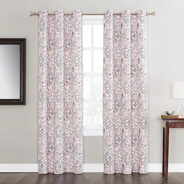 Mila Floral Medallion Grommet Light Filtering Curtain Panel, 84"