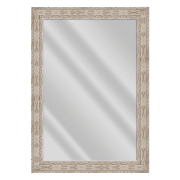Weston Brown & Antique White Framed Rectangle Wall Mirror, 31x43