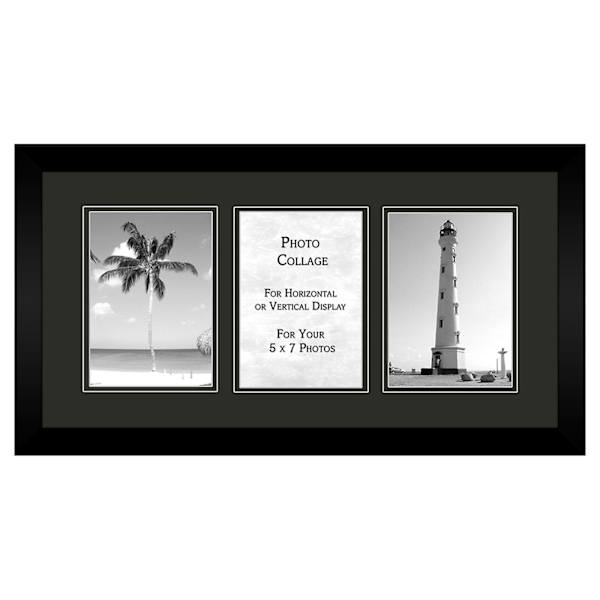 3-Opening Black Mat Collage Picture Frame, 20x10