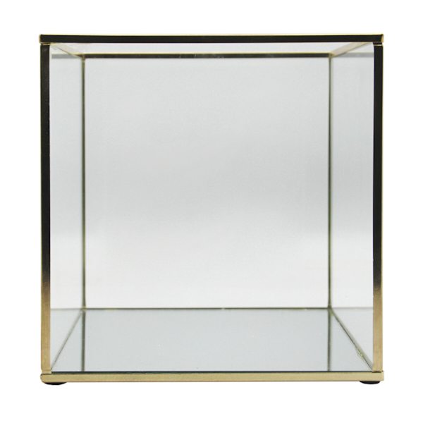 Square Gold-Metal Frame Glass Box, 6"