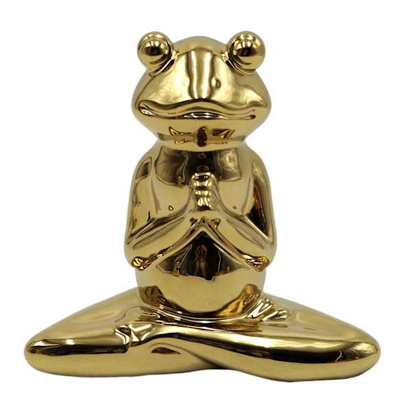 Gold Ceramic Yogi Frog, 5"