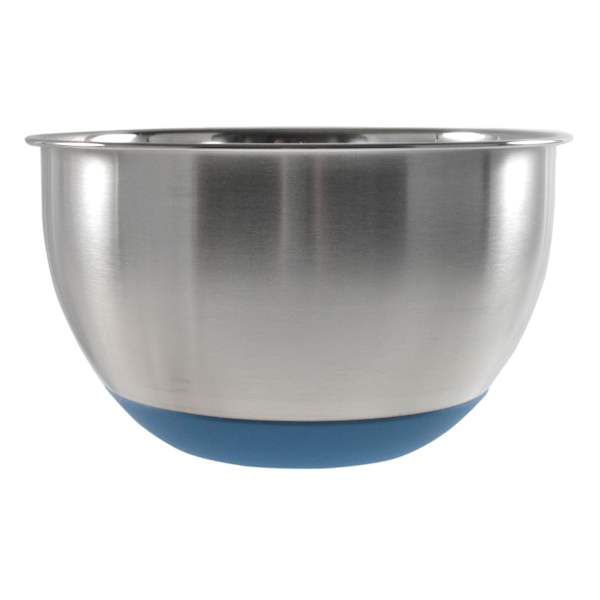 Stainless Steel Mixing Bowl with Blue Non-Skid Base, 3qt