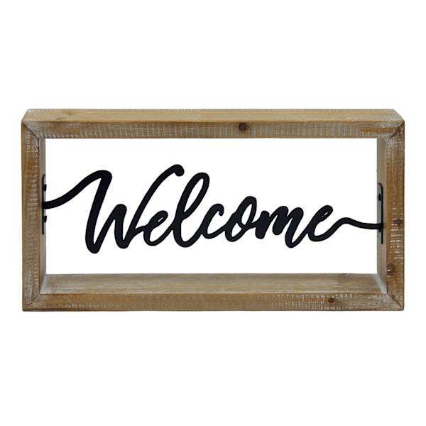 Framed Welcome Cutout Block Sign, 12x8