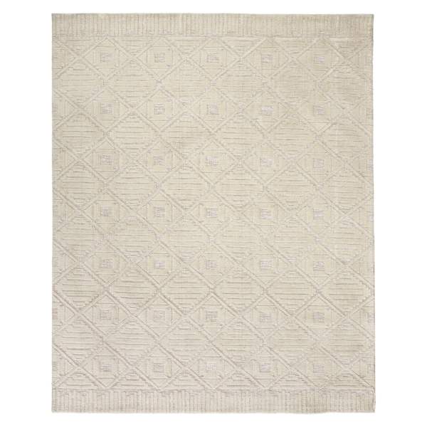 (B689) Crosby St. Sanremo Ivory Diamond Design Area Rug, 5x7