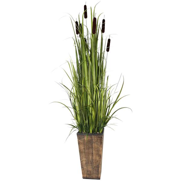 Grass Bush in Wooden Pot, 61"