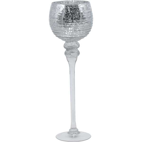 Crackled Silver Candlestick Holder, 16"