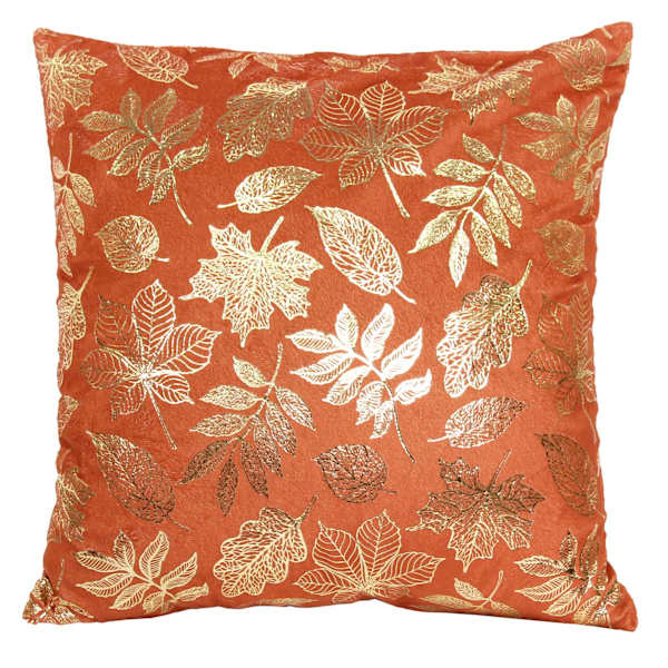 Autumn Spice Foiled Foliage Throw Pillow, 18"