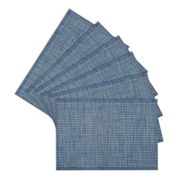 Set of 6 Rainer Blue Woven Vinyl Placemats, 18x13