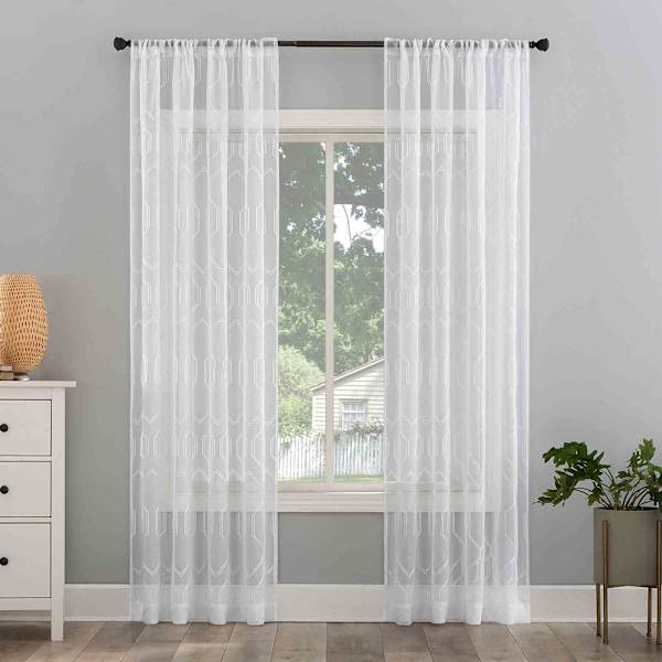 Kailey White Sheer Curtain Panel, 84"