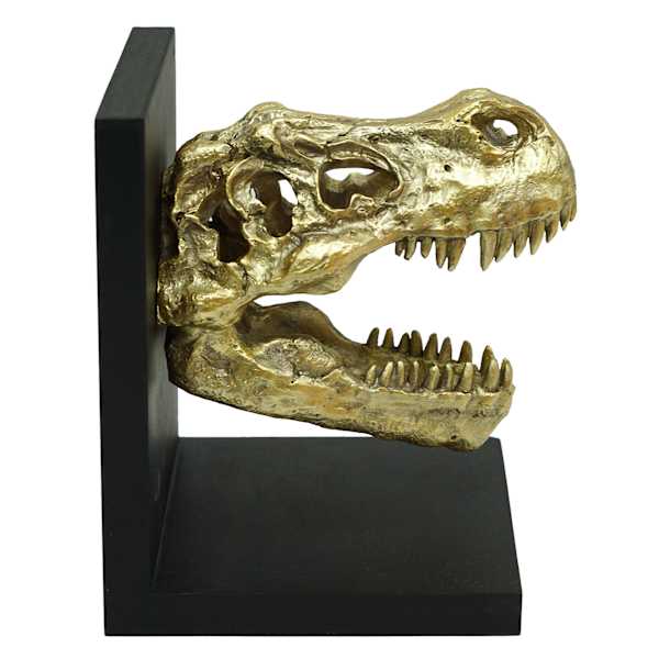1-Piece Gold & Black T-Rex Fossil Head Bookend, 7"