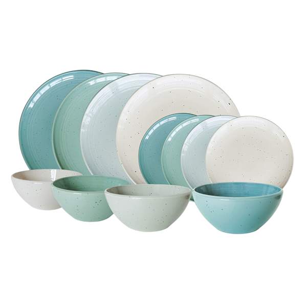 12-Piece Stoneware Dinner Set, Multicolor