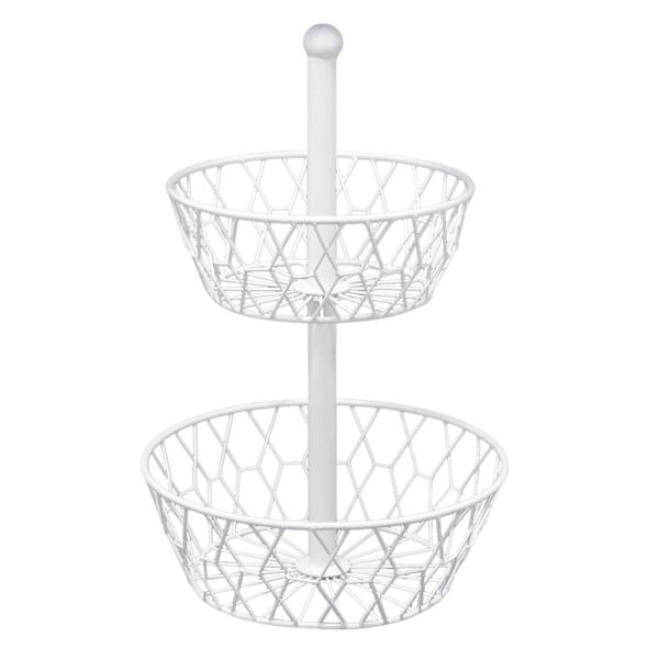 2-Tier White Iron Wire Fruit Basket
