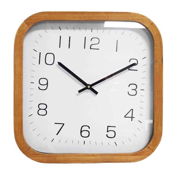 Brown Wooden Modern Square Wall Clock, 20"
