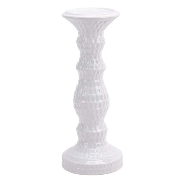 Grace Mitchell White Ceramic Candle Holder, 12"