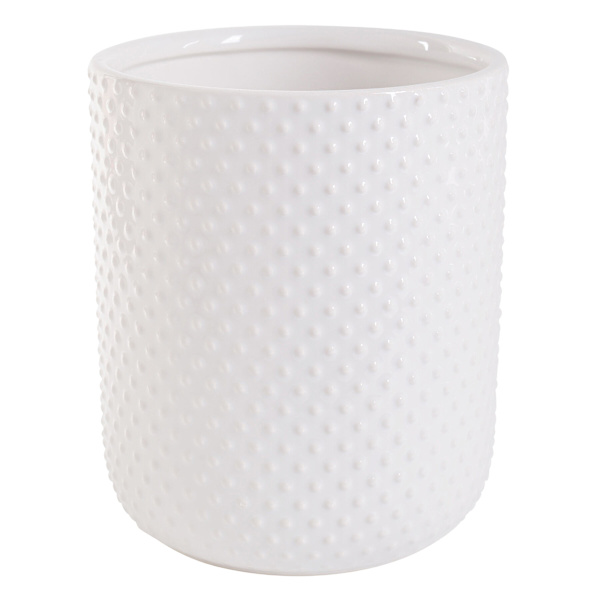 White Dots Embossed Utensil Crock, 7"