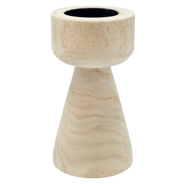 Natural Wood Candle Holder, 9"
