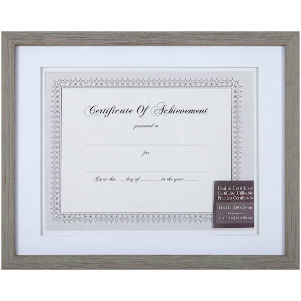 11x14 Matted to 8.5x11 White Linear Frame with White Mat Document Frame
