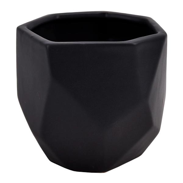 Laila Ali Black Geo Ceramic Pot, 7"