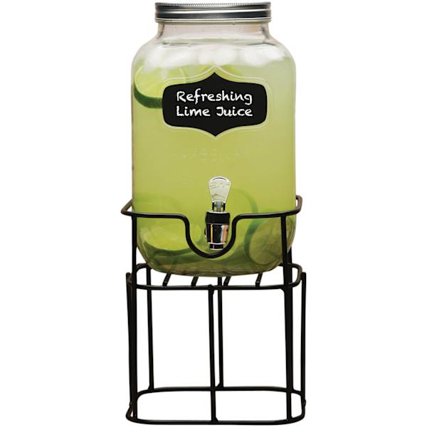 1-Gallon Chalk Label Yorkshire Glass Beverage Dispenser with Stand