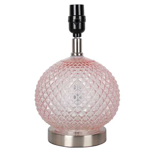 Pink Round Textured Glass Lamp, 11.5"
