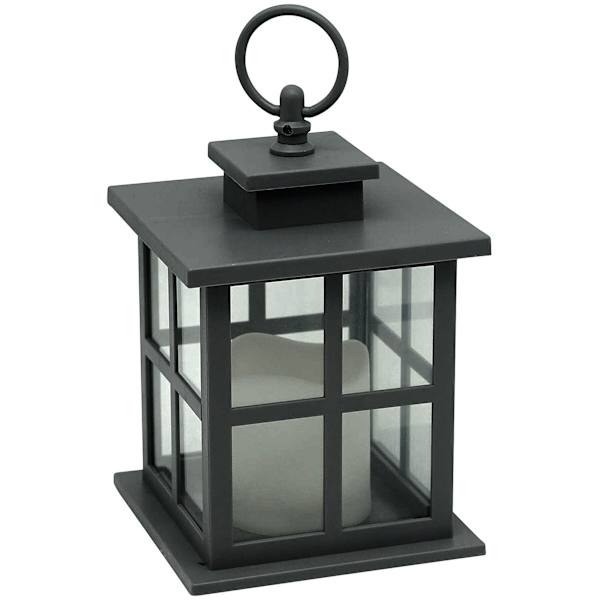 Grey LED Lantern with 6 Hour Timer, 7"